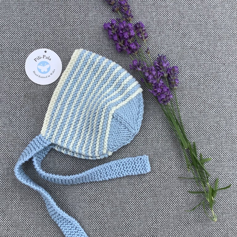 Hand Knitted Cashmere Blend Baby Bonnet Newborn Size 