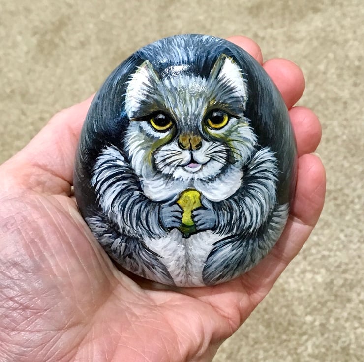 Squirrel hand painted pebble garden rock art wi... - Folksy