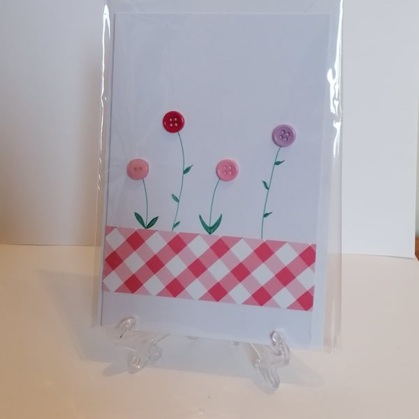 Handmade flower buttons greetings card 