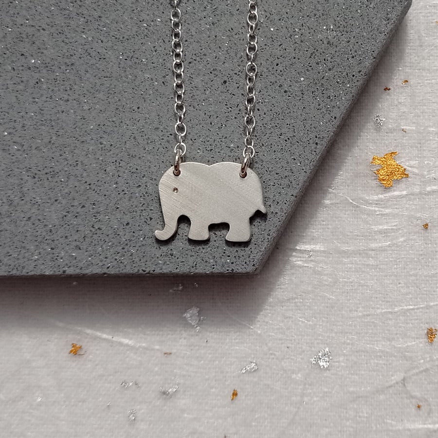 Recycled sterling silver elephant necklace – delicate handmade animal jewellery