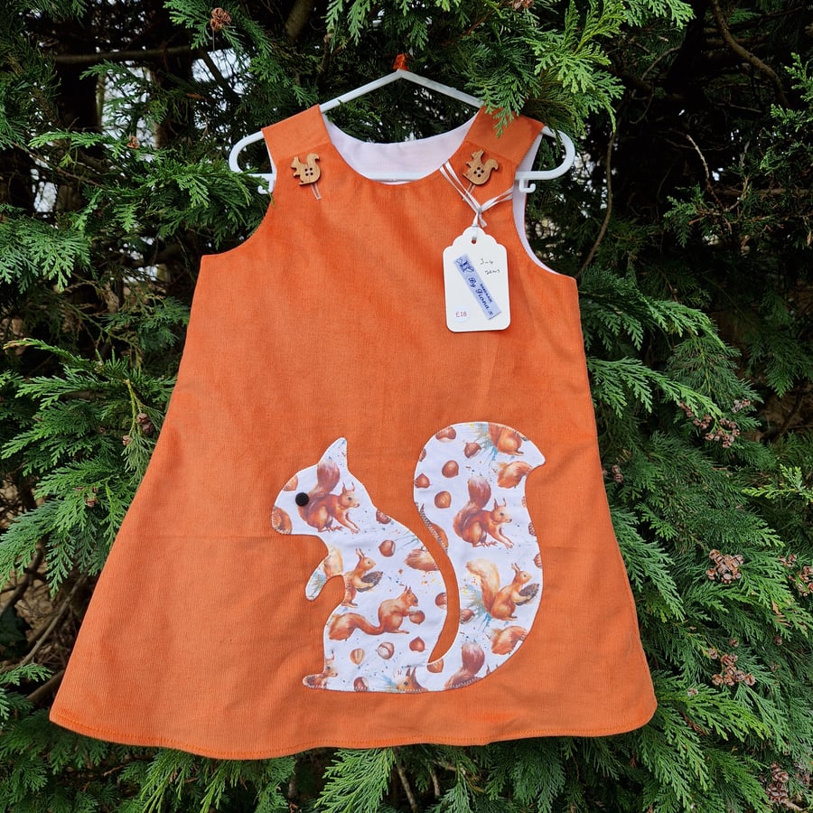 Age: 3-4yr Mandarin Squirrel Needlecord Dress