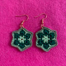 Handmade African Style Crocheted Hexagon Flower Earrings 