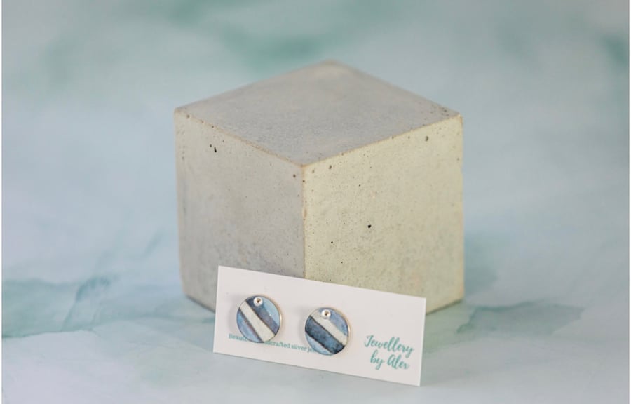 Sterling silver and enamel stud earrings 