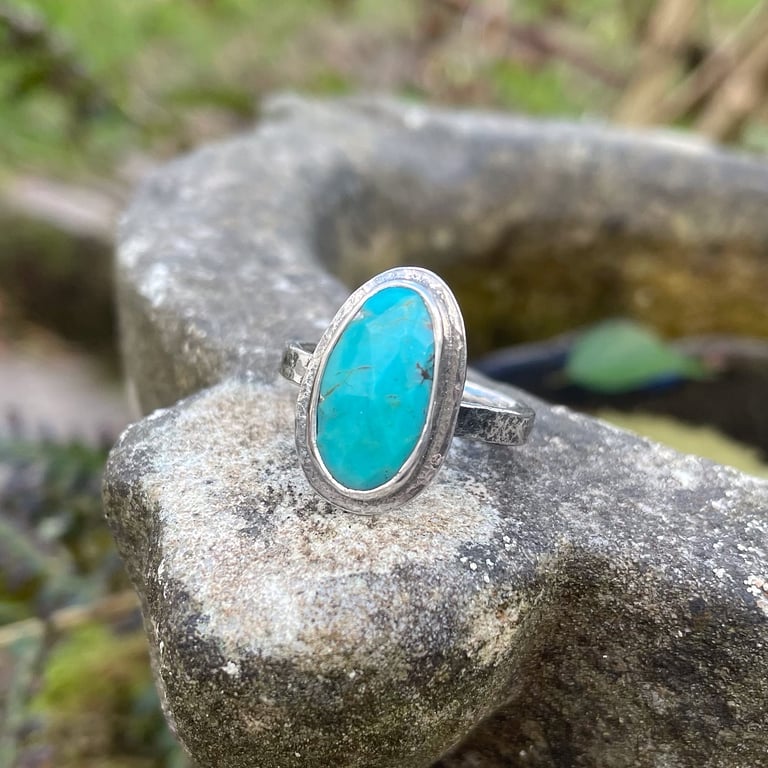 Sterling silver turquoise ring uk size Q