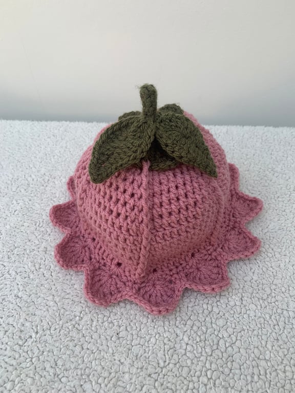 Flower Fairy Hat with Leaves - Handmade Crochet Hat in Baby, Child, Adult Sizes
