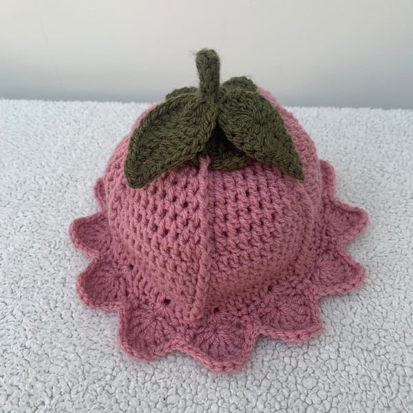 Flower Fairy Hat with Leaves - Handmade Crochet Hat in Baby, Child & Adult Sizes