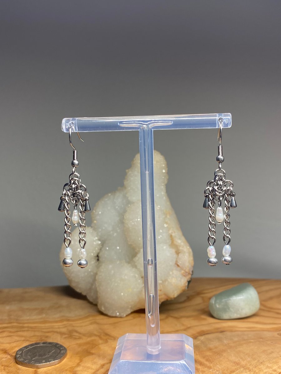 Emerson - Chainmail Chandelier Earrings 
