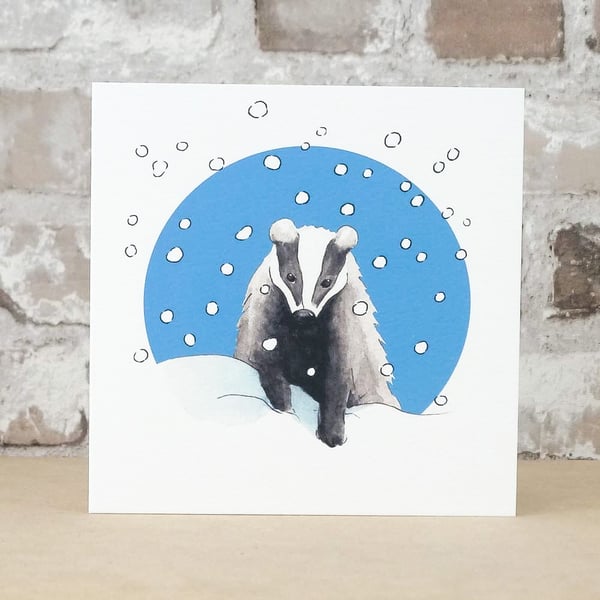 Christmas Card Snow Badger Ecofriendly