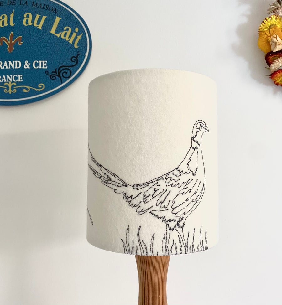 Embroidered Pheasant Lampshade