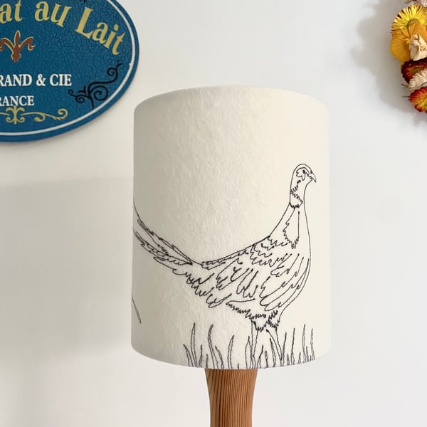 Embroidered Pheasant Lampshade