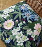 Vintage Belinda linen dark blue square cushion cover with striped back - Image 8