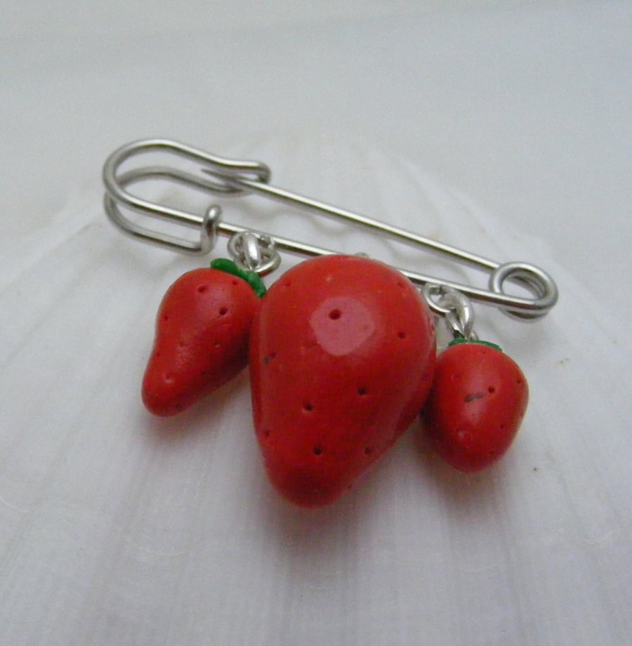 Handmade Acrylic Strawberry Brooch