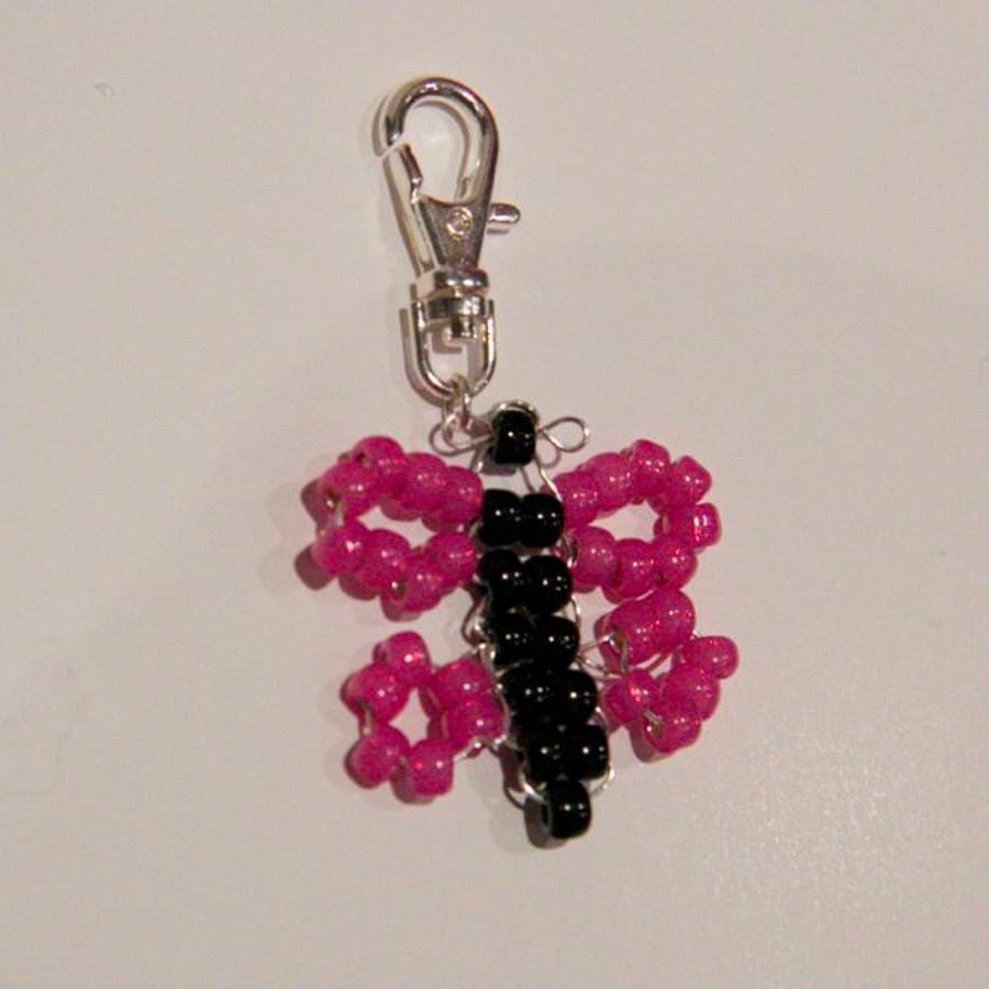 Seed bead Butterfly Keyring