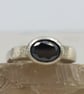 Molten Silver Black Diamond Ring – Oval Faceted Diamond, Rustic Artisan Design - - Image 6