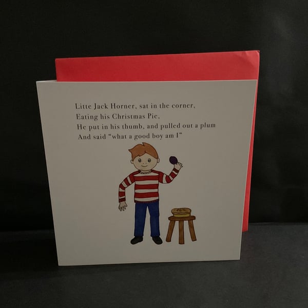 Little Jack Horner nursery rhyme greetings card 