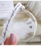Mum Memorial Round Feather Bauble, In Memory of Mum, Round Glass Christmas Ornam - Image 2