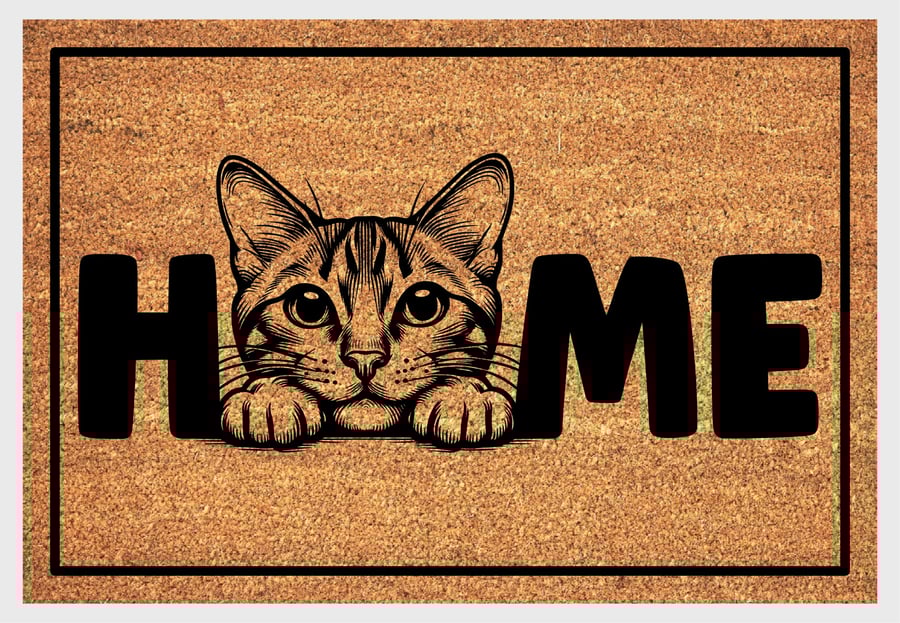 Bengal Cat Home Door Mat No.2 - Shorthair Bengal Cat Welcome Mat - 3 Sizes