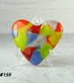 Fused glass heart multicoloured pocket hug with stand 5x4.5cm (150)