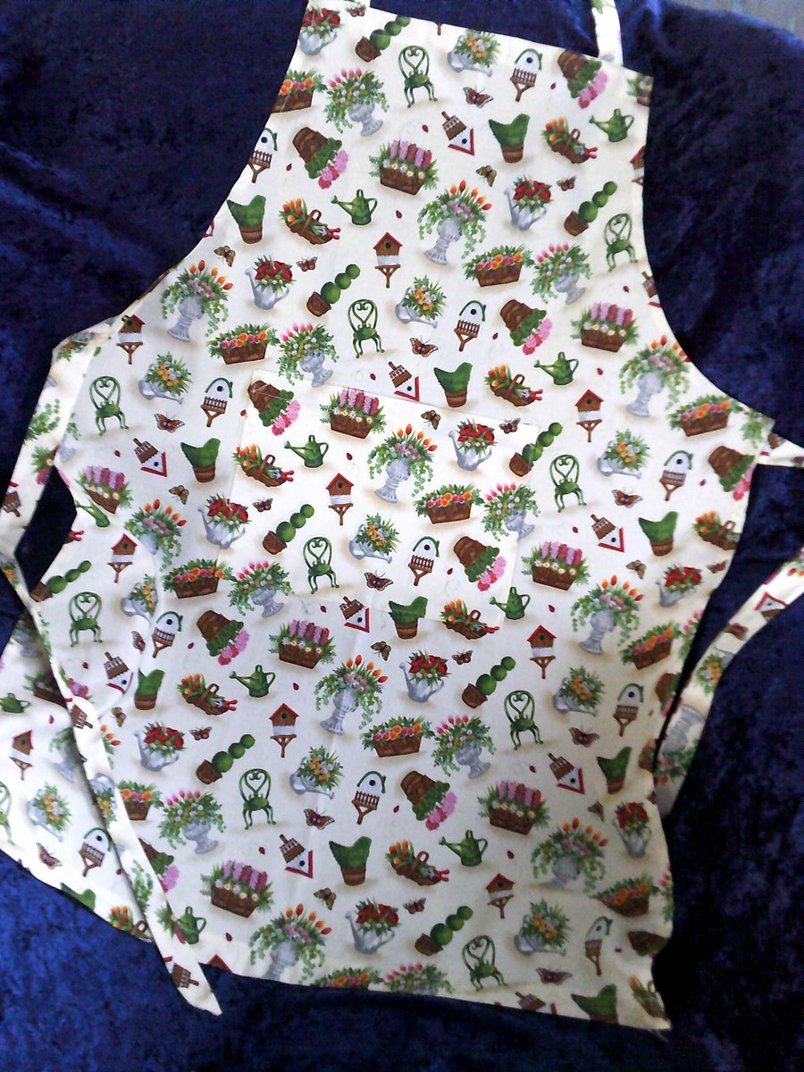 Adult Apron with Pots of Flowers