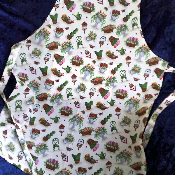 Adult Apron with Pots of Flowers