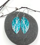 Teal aluminium winter tree earrings. - Image 1