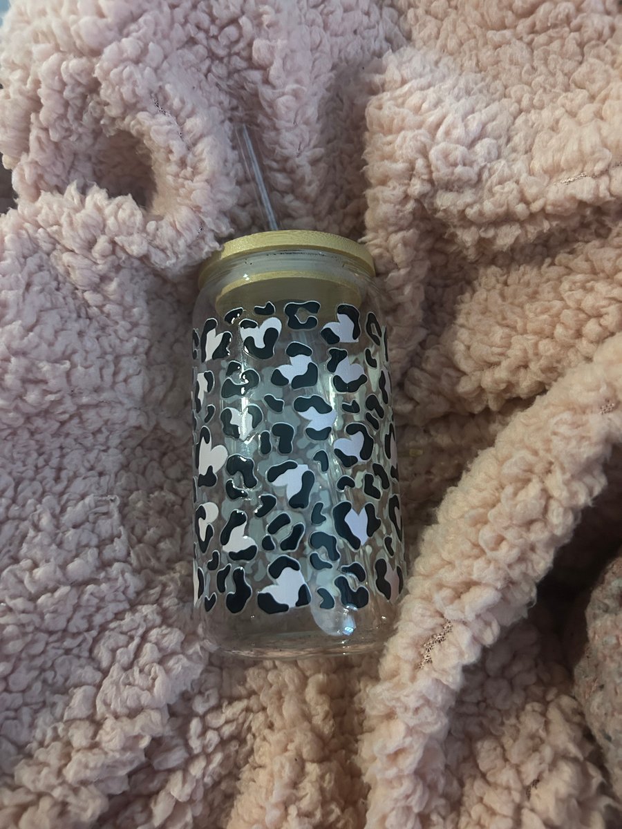 leopard print glass cup