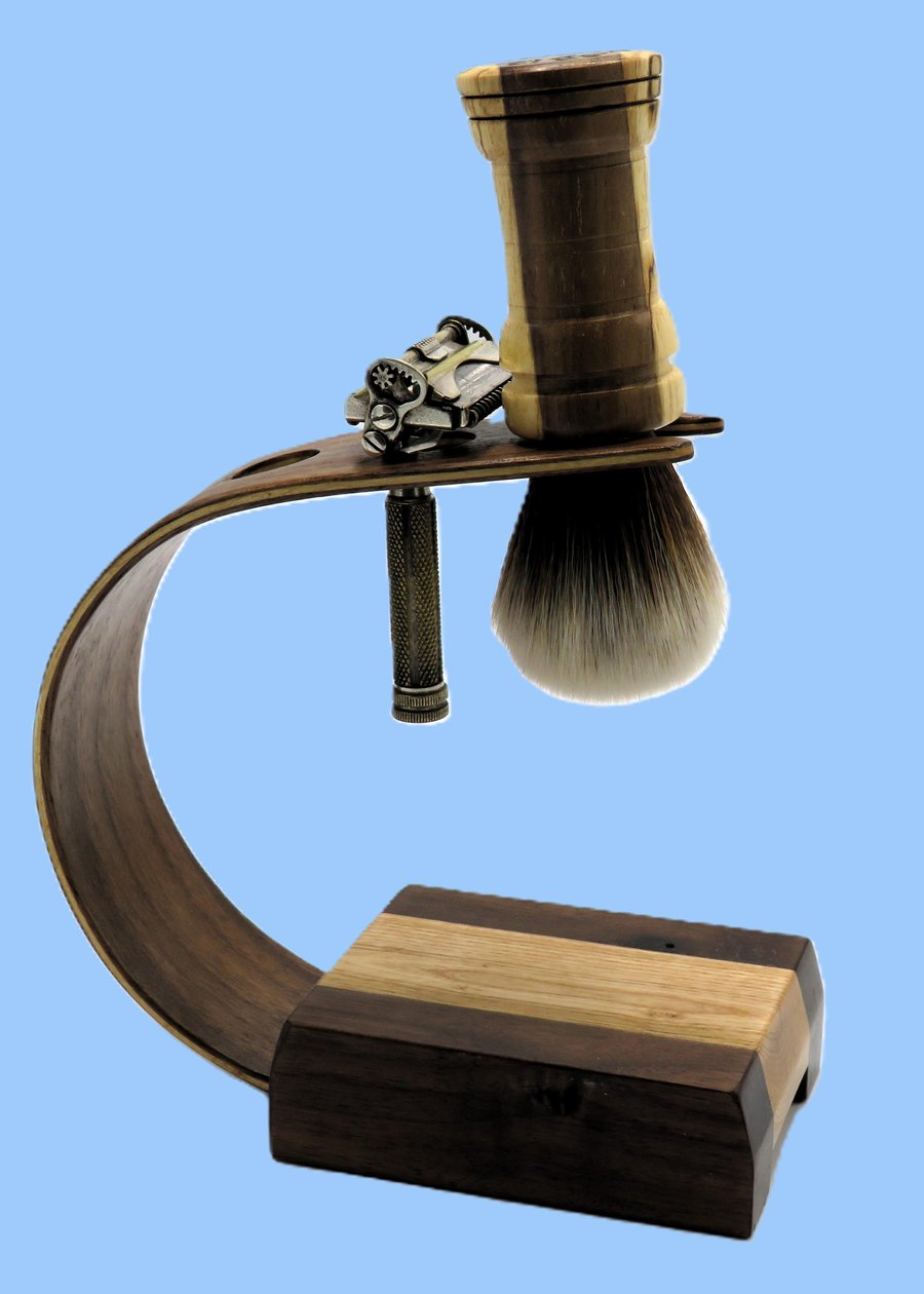 Laminated Black Walnut,Ash,Maple wood Shaving Stand for brush & razor(SKU-SS24) 