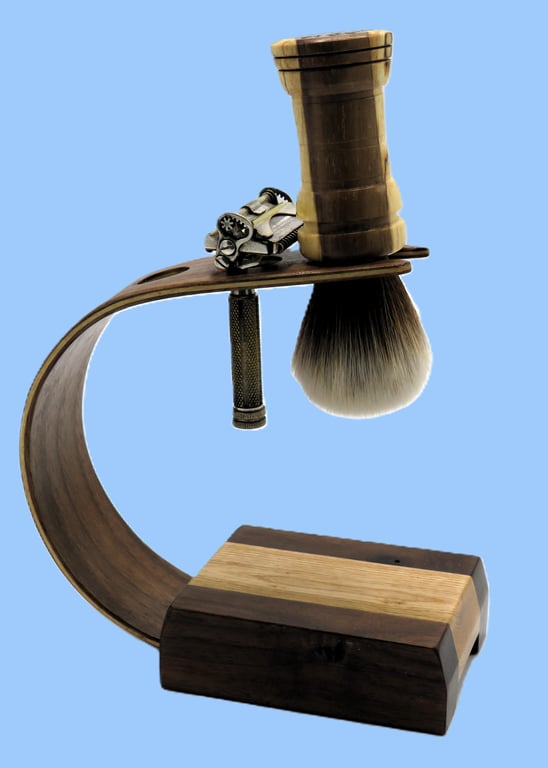 Laminated Black Walnut,Ash,Maple wood Shaving Stand for brush & razor(SKU-SS24) 