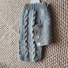 Hand knitted dog coat in grey. 