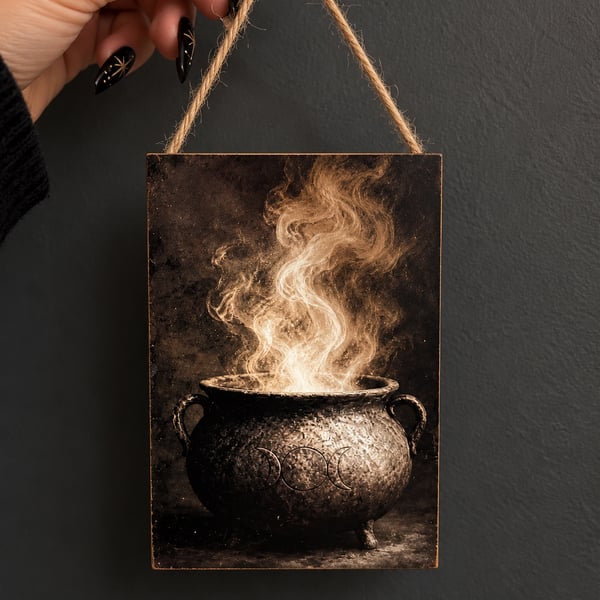 Witchy Wall Hanging Plaque – Gothic Halloween & Vintage Witch Wall Art