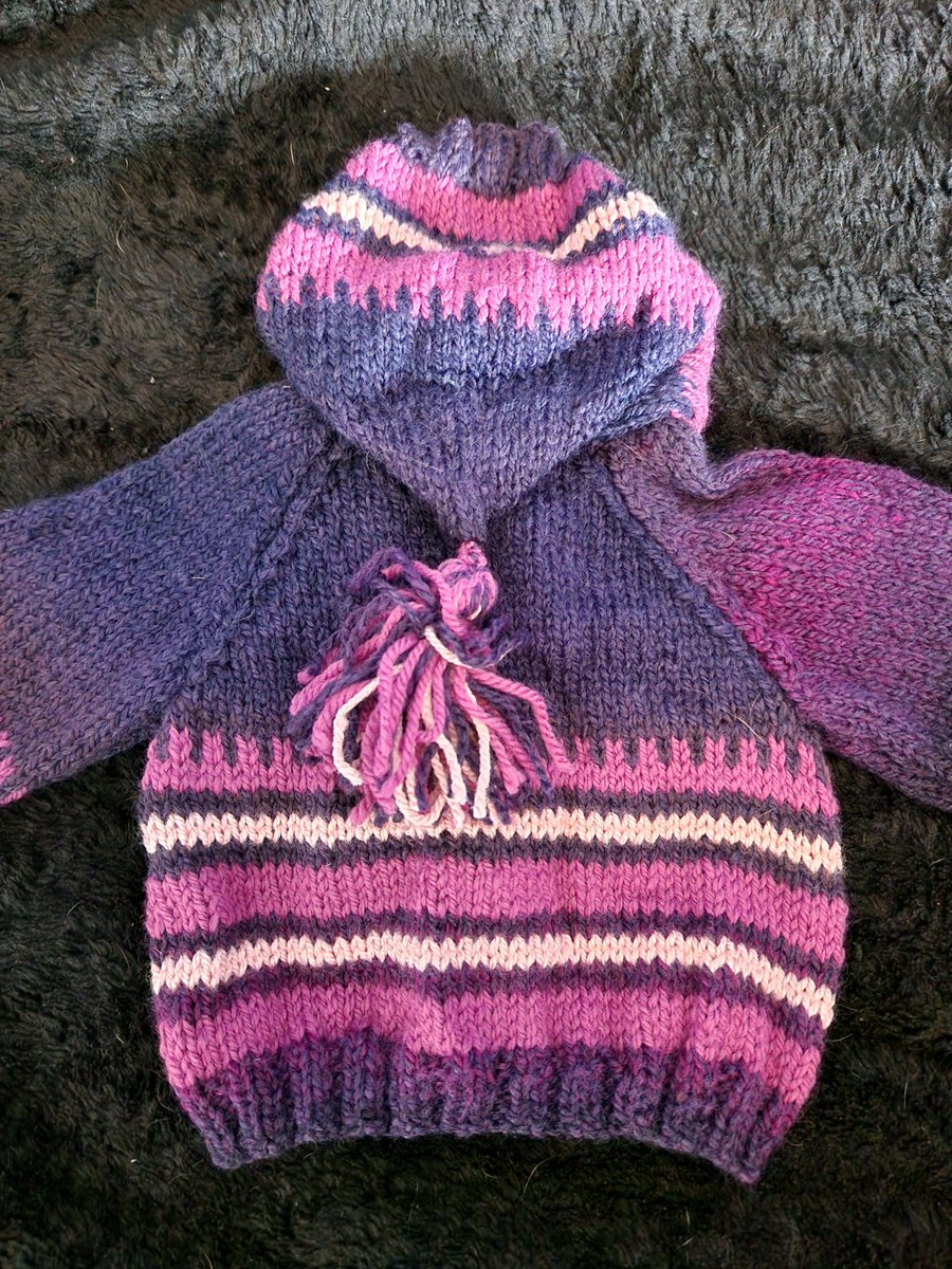 Baby handknit hooded cardigan