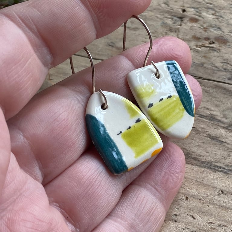Earrings handmade ceramic drop earrings with Sterling Silver