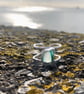 Sage Green Statement Sea Glass and Sterling Silver Ring- Adjustable  - 1309 - Image 2