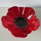 Fused glass poppy flower decorative dish