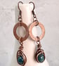 Copper Washer Earrings with wire wrapped Apatite Beads - Image 5