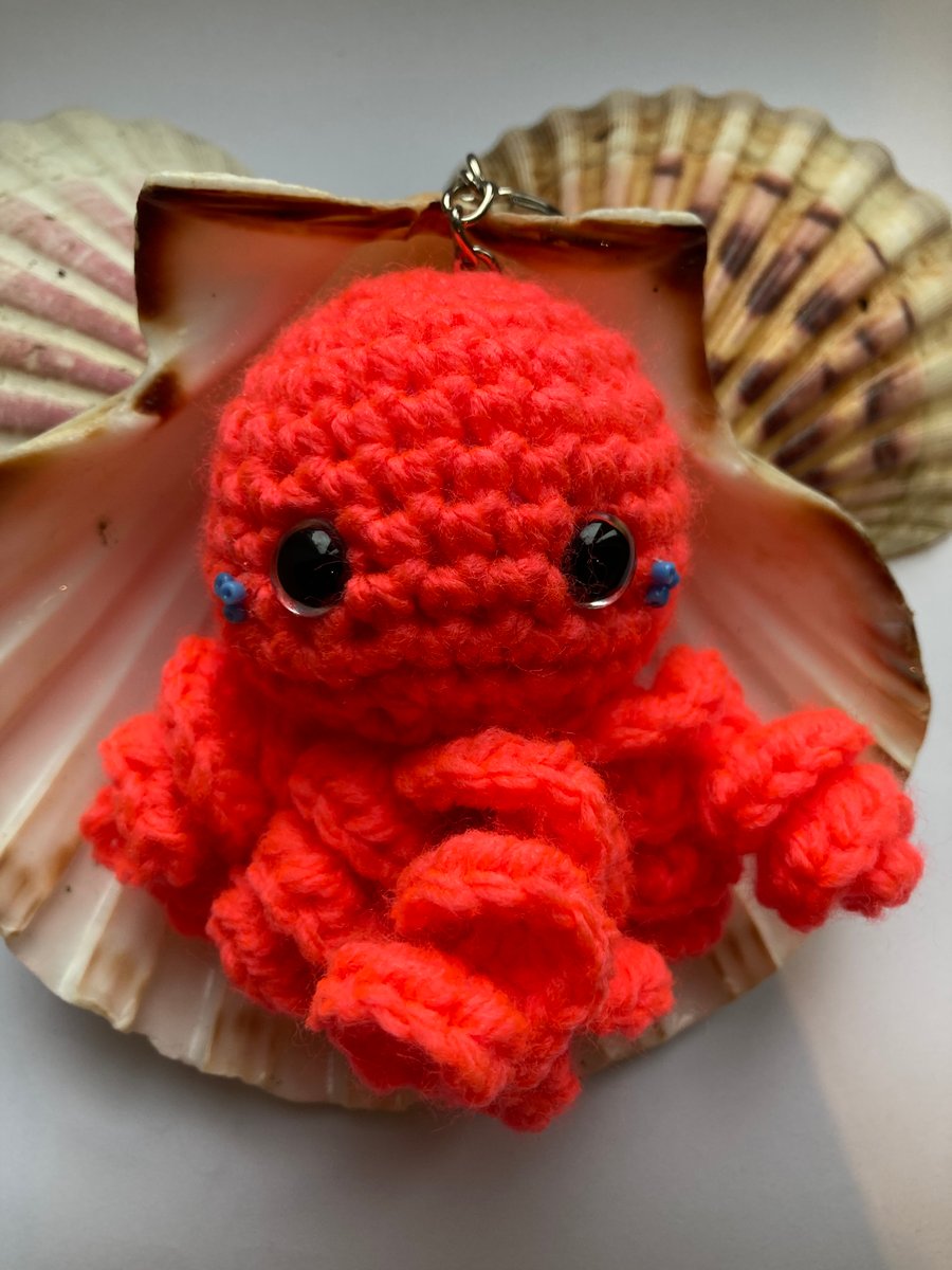 Friendly octopus bag charm, key ring or desk friend 