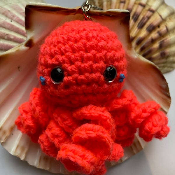 Friendly octopus bag charm, key ring or desk friend 