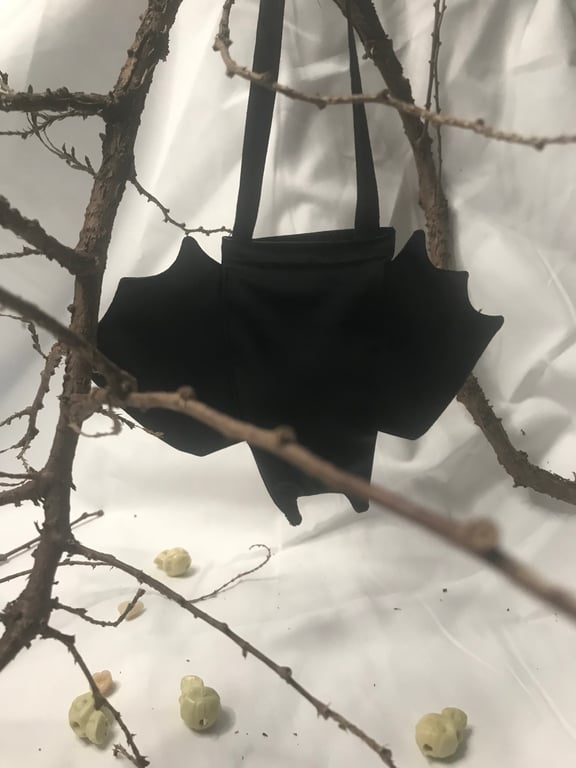 Mini trick or treat cloth bat sweetie bag hanging decoration