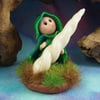 Tiny Magical Forager Gnome 'Flikka' with Unicorn Horn OOAK Sculpt