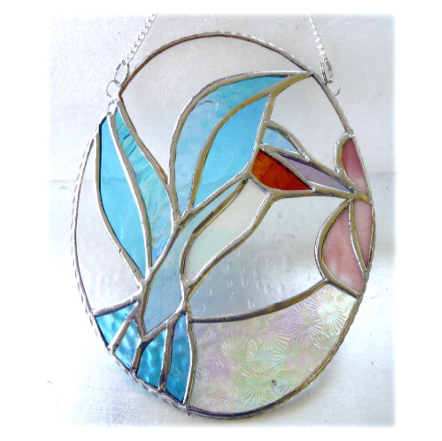 RESERVED Kingfisher Picture Stained Glass Suncatcher Bird Hummingbird 016