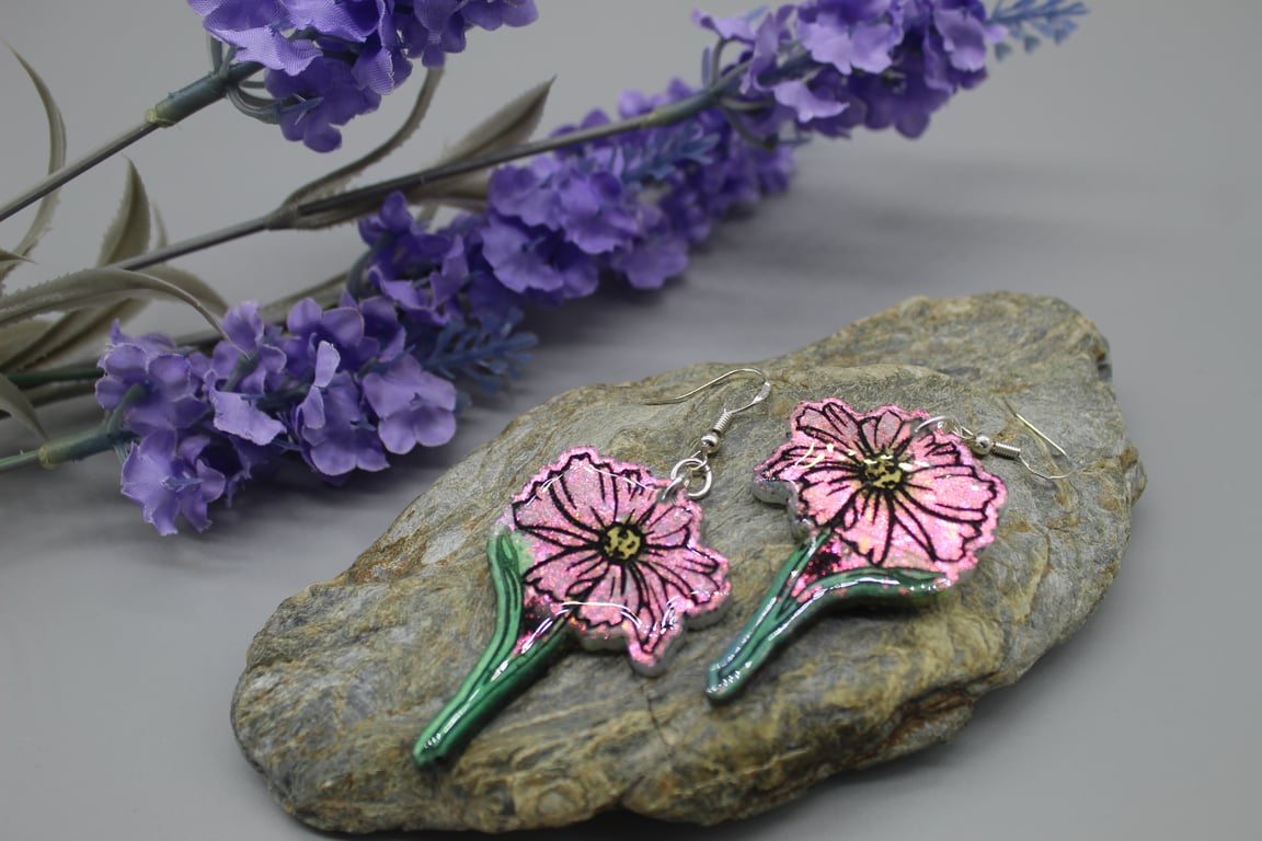 Flower Earrings, Daisy Statement Earrings, Statement Dangle Earrings, Gift Idea