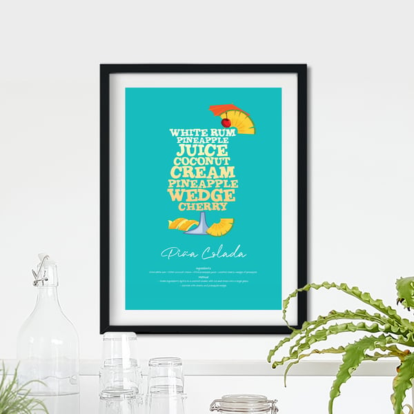 Pina Colada Cocktail Poster Word Art Poster