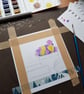 Crocuses, books and yarn - original artwork, framed - Image 5
