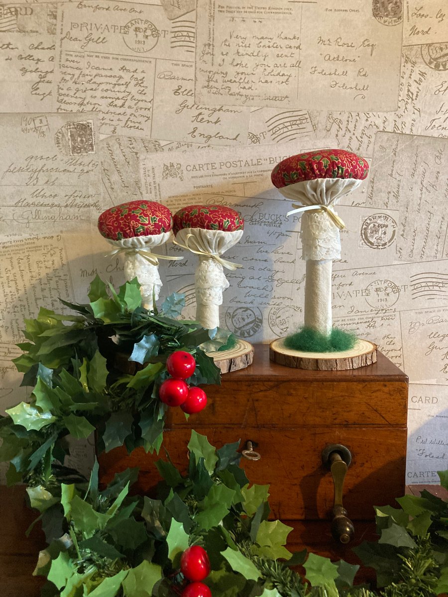 Christmas Fabric Mushrooms