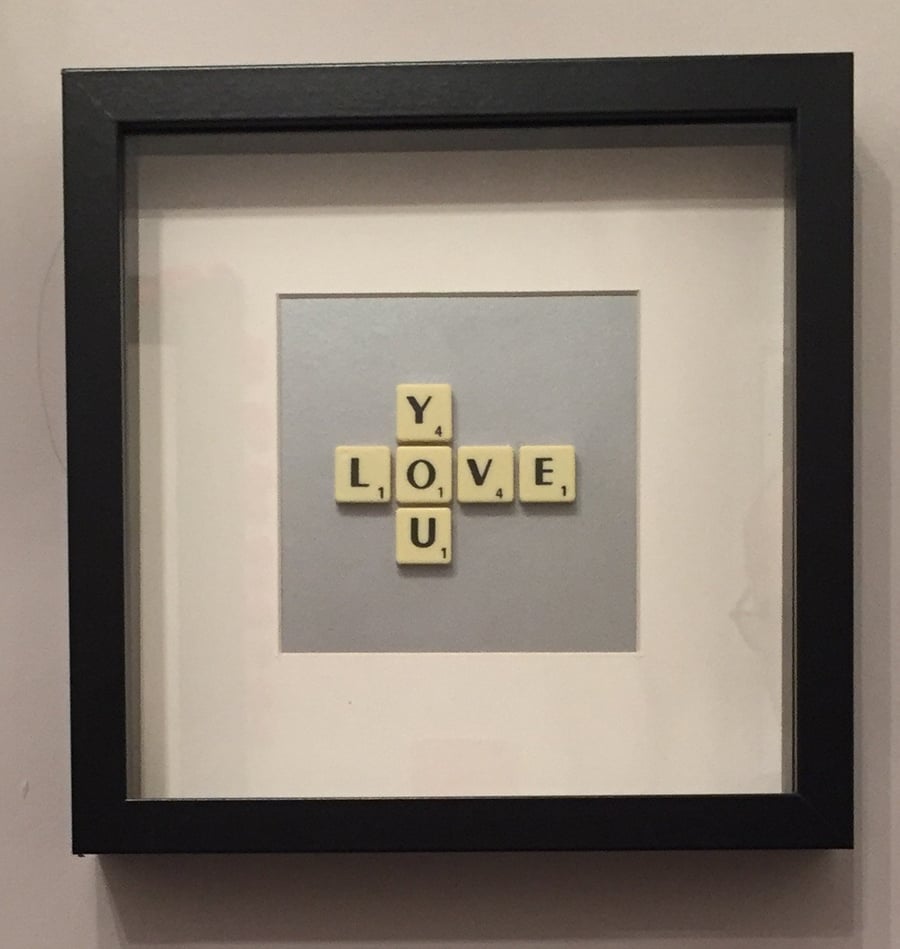 Love you framed scrabble picture .