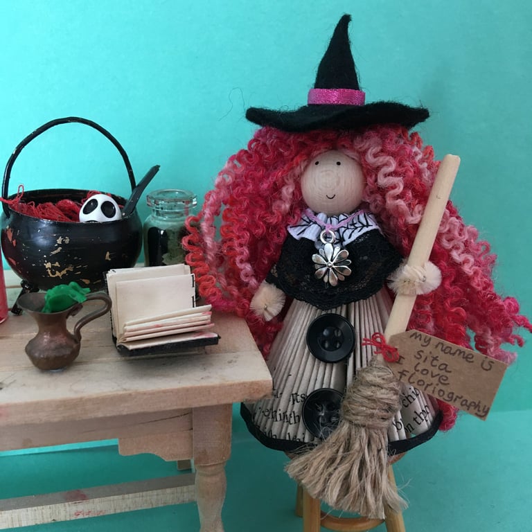 Pink Witch Doll Decoration, Halloween Decorations