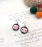 Pastel pink pumpkin fabric dangle earrings Halloween jewellery - Image 4