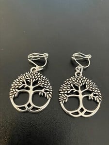 clip on earrings with celtic knot tree of life tibetan silver charm