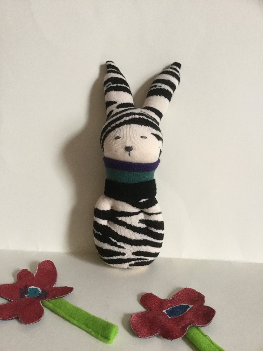 Sock Bunny, Handmade Soft Toy Sock Bunny, Nursery, Desk Toy