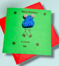 Fun Christmas card for a special son, cute Pom Pom bobble hat. Kids or adults 